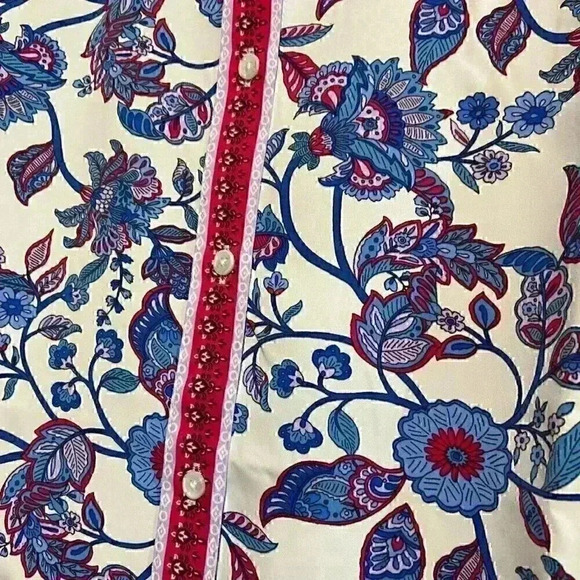 *Nanette Lepore Women LS Blouse LARGE Multicolor Floral Print Career Grandmacore - Picture 3 of 5